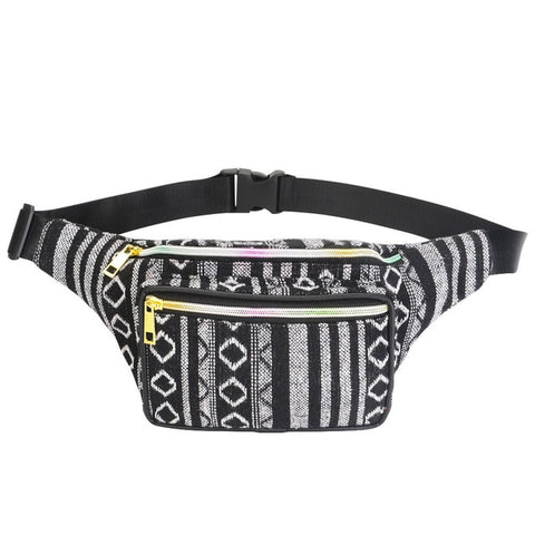 Gold Zipper B&W Fanny Pack