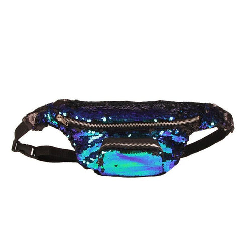 Blue Sequin Fanny Pack