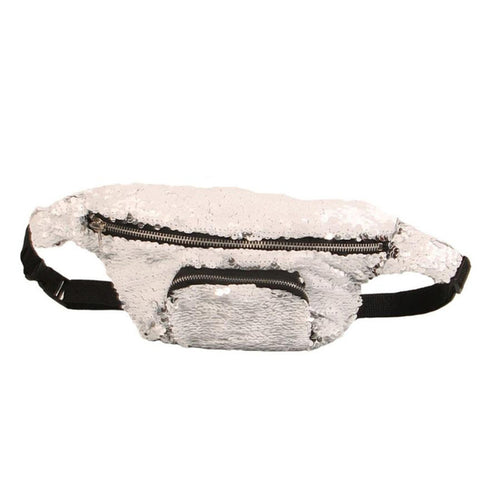 White Sequin Fanny Pack