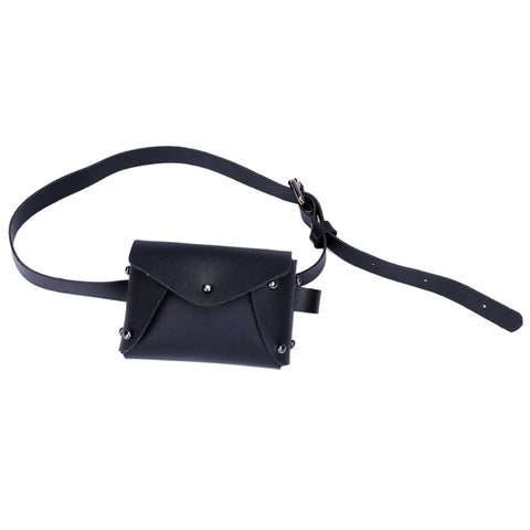 Stylish Black Leather Fanny Pack