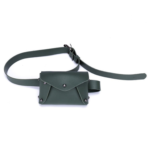 Stylish Green Leather Fanny Pack
