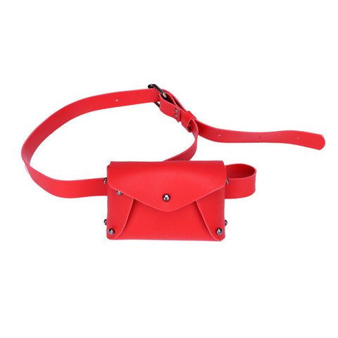 Stylish Red Leather Fanny Pack
