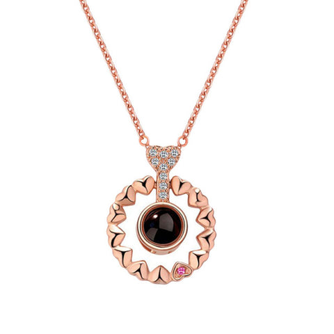 Rose Gold Circle Heart Necklace